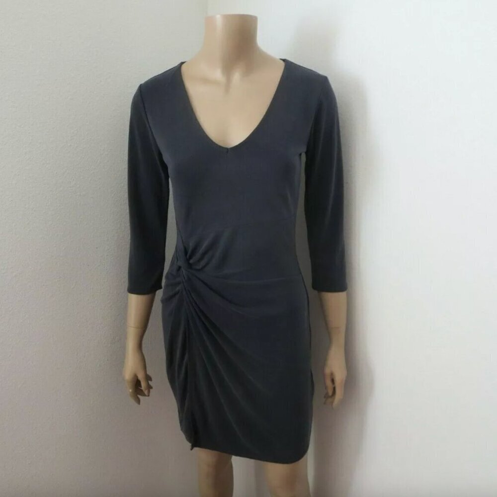 NWT Abercrombie Womens Knot Front T-Shirt Tee Dress Size XS S Gray 3/4 Sleeve